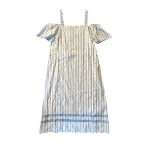 NWT Moon River Blue & White Striped Off Shoulder Midi Dress M